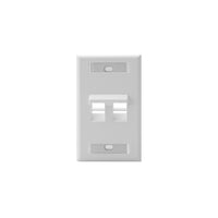 ESTPLALEV420812WS 42081-2WS Placa pared (faceplate) angulada 2 puertos blanca