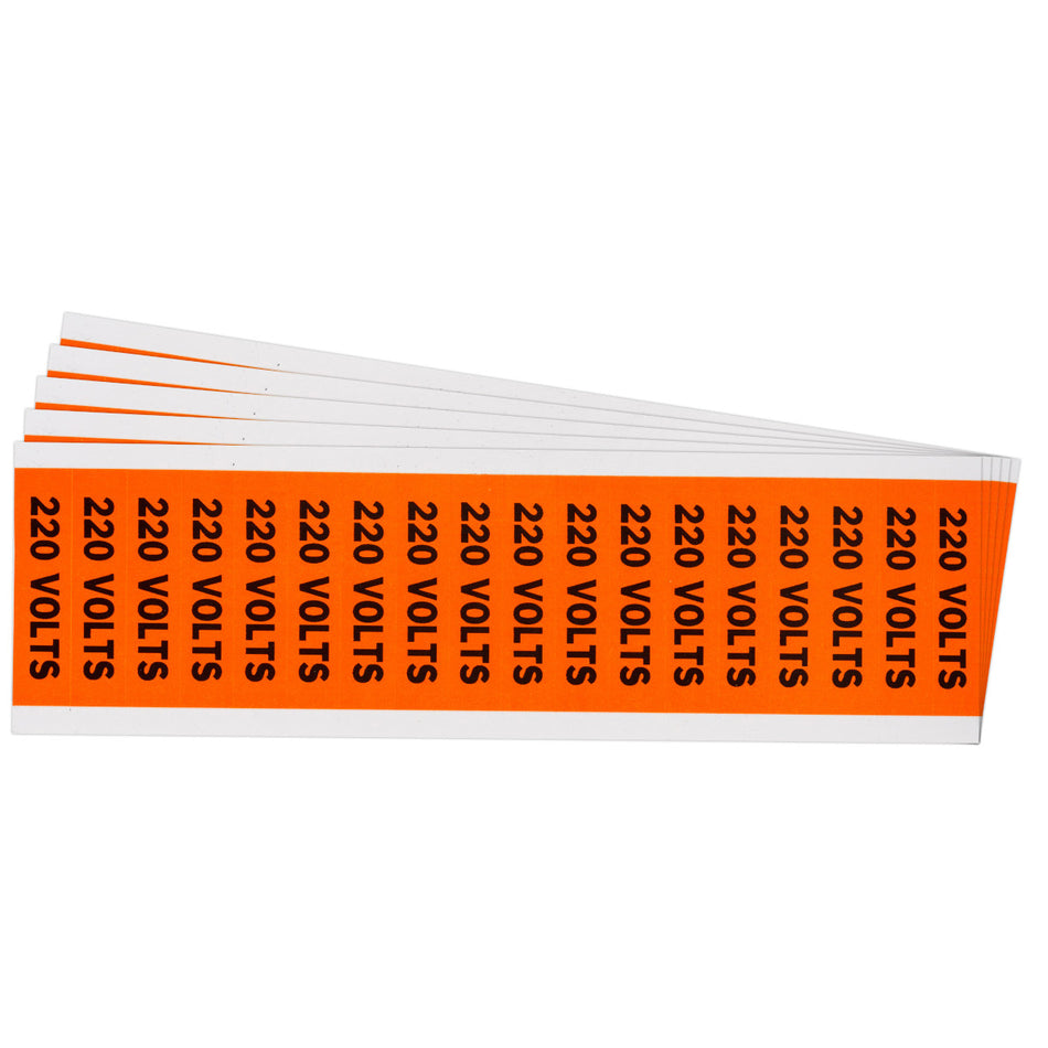 152481 - Etiquetas de voltaje y conductos de 220 Volts, naranja, paquete con 5 plantillas