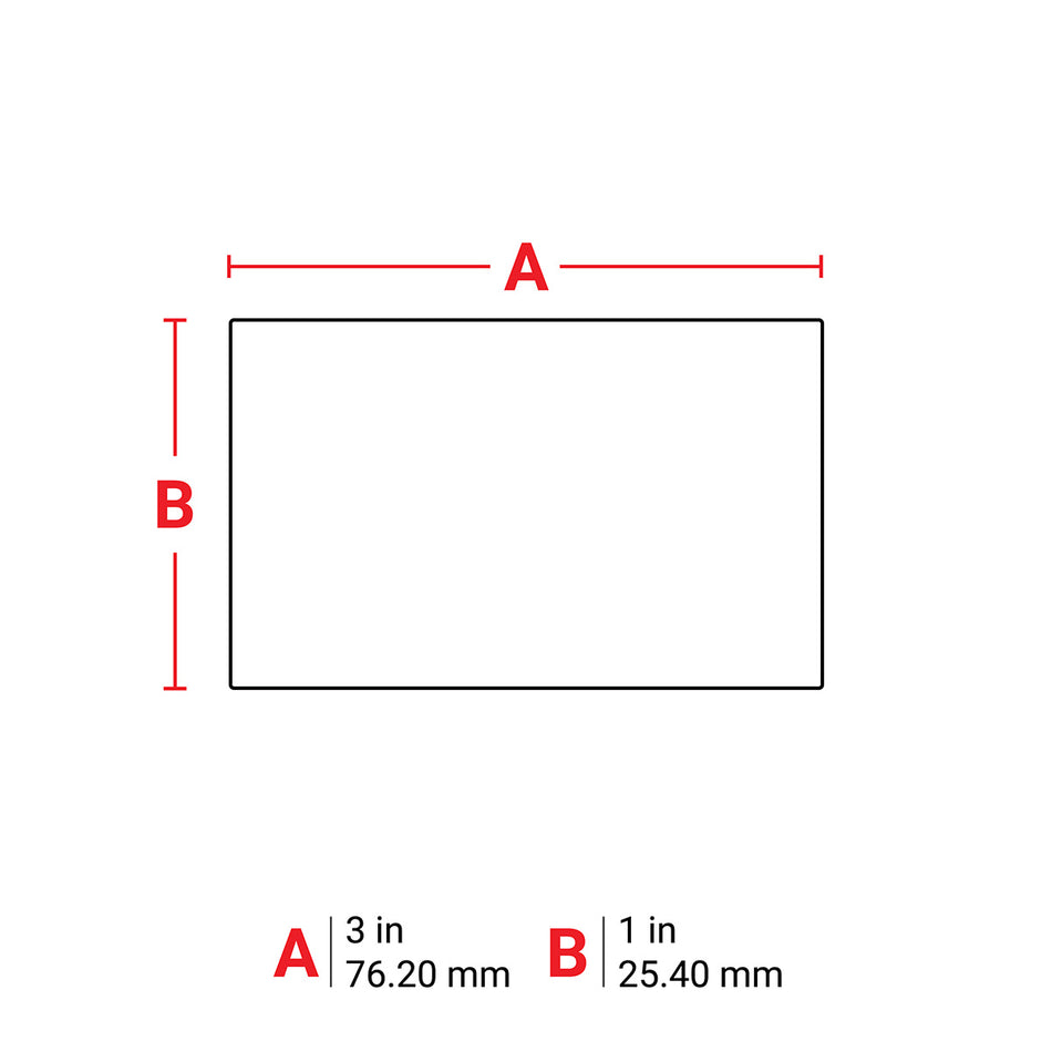 THT184251.5SC - Etiqueta de polipropileno precortada blanca de 1" x 3" para etiquetadoras BBP11 y BBP12