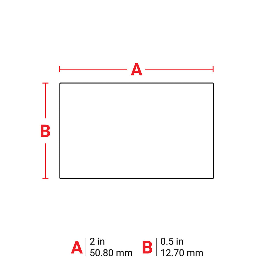 THT534233 - Etiqueta de poliéster precortada blanca de 0.5" x 2" para etiquetadoras BBP81, i5100 e i7100