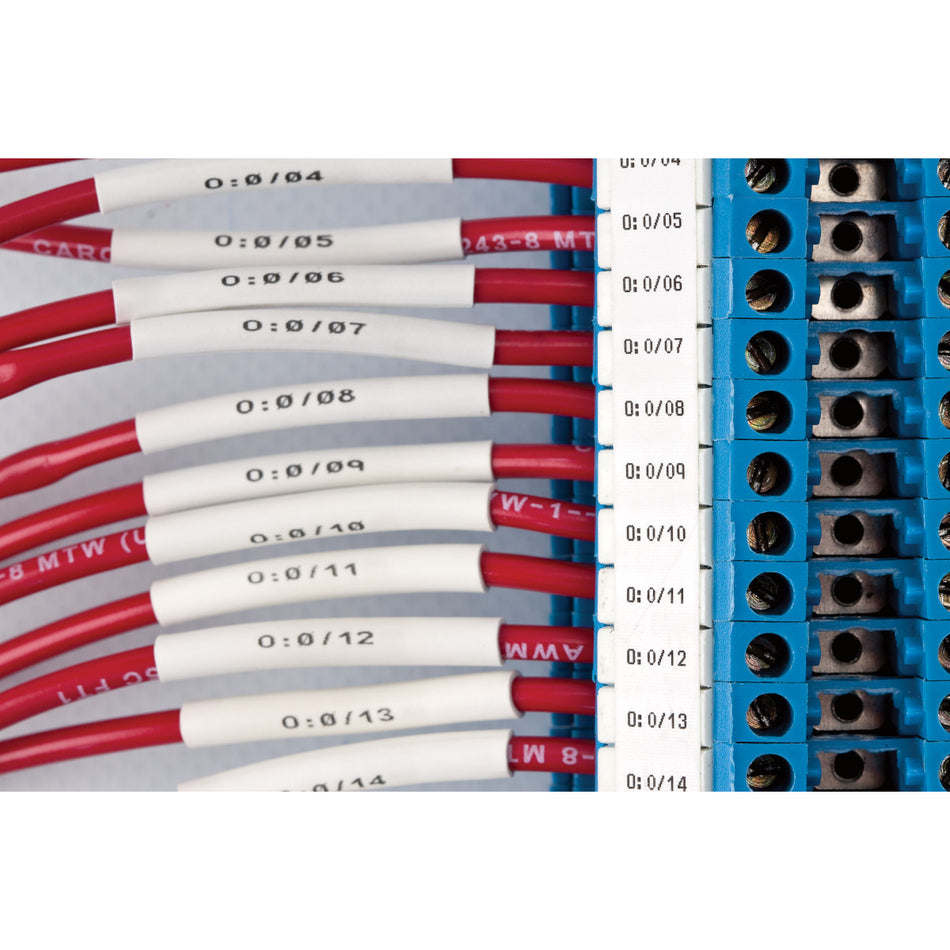 M4125075342 - Manga termocontráctil blanca de 0.125" x 0.75" para impresoras BMP41, BMP51 y M511