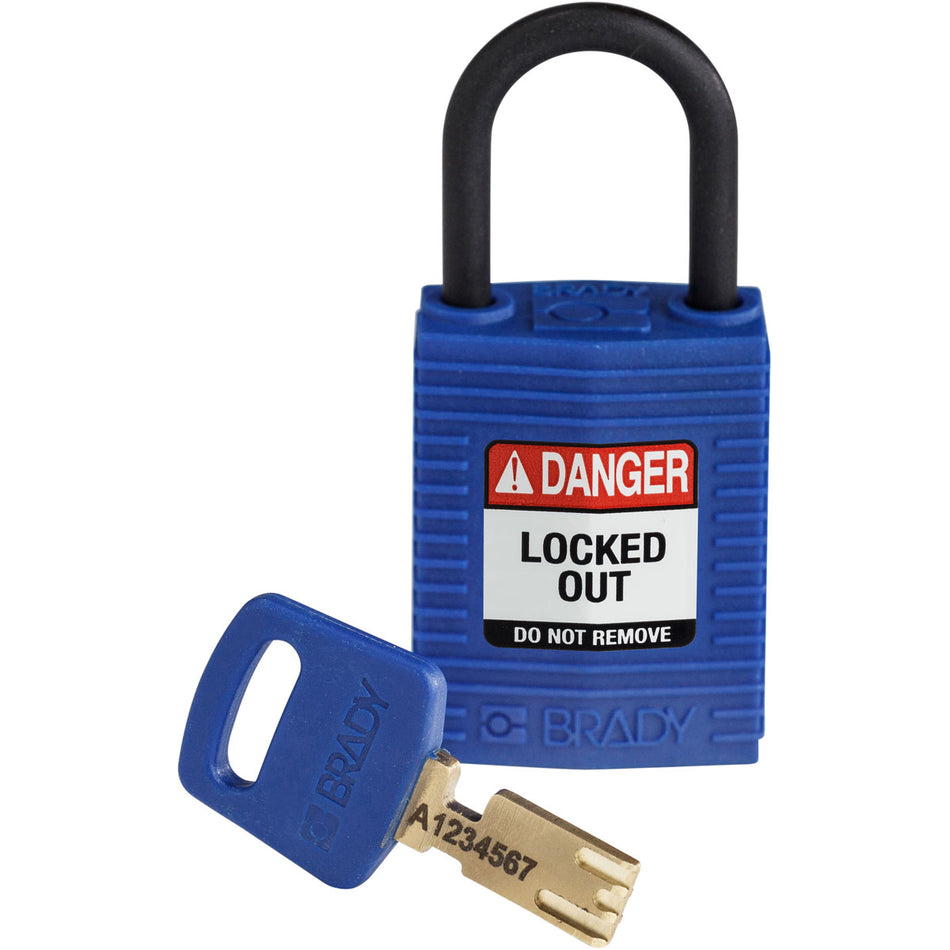 CPTBLU25PLKD - Candados de nylon compacto "SafeKey" azul arco de plástico 1"