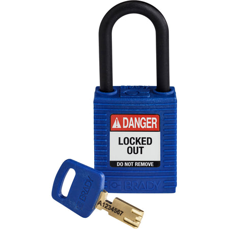 NYLBLU38PLKD - Candados de nylon "SafeKey" azul arco de plástico 1.5"