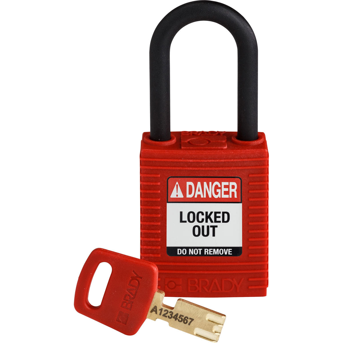 NYLRED38PLKD - Candados de nylon "SafeKey" rojo arco de plástico 1.5"